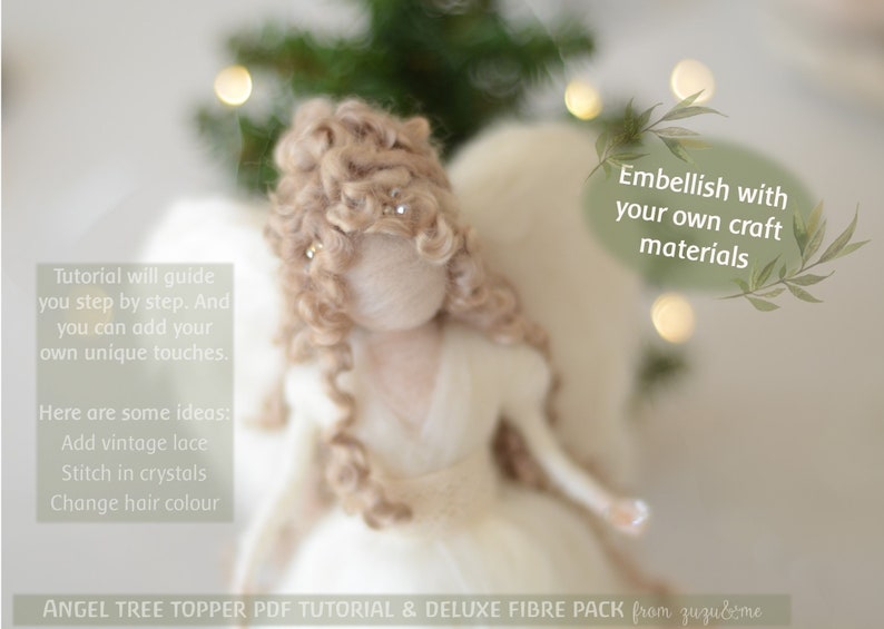 Christmas Angel Tree Topper eTutorial pattern pdf Waldorf Inspired Christmas craft fleece angel, tree topper angel image 6