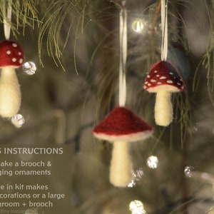 Toadstool Mushroom Needle felting DIY kit Diy Christmas decorations fairy mushroom hygge Christmas Beginners image 5