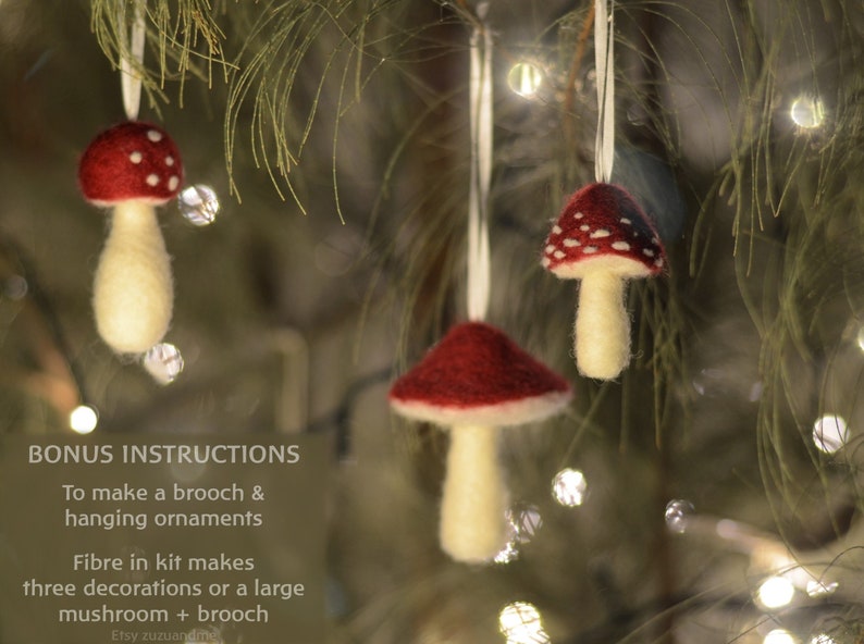 Toadstool Mushroom Needle felting DIY kit Diy Christmas decorations fairy mushroom hygge Christmas Beginners image 5