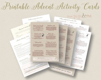 Printable Advent Calendar Activities ** 24 Cards ** Holiday Activity Cards PDF ** A4 and Letter paper sizes ** Beautifully designed