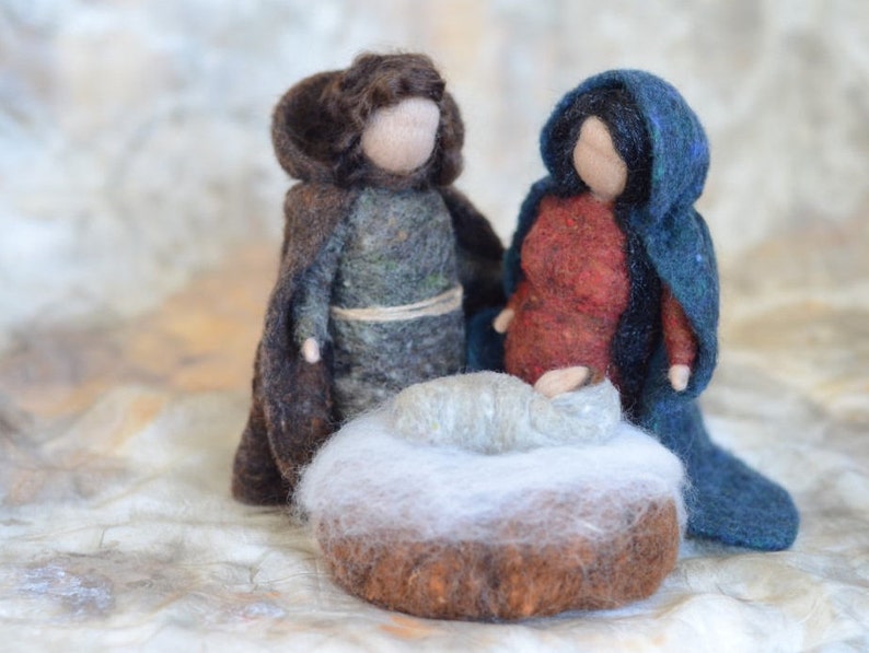 Nativity set Needle felting NATIVITY kit Needle felting pattern Beginners Nativity scene Mary Joseph Jesus image 10