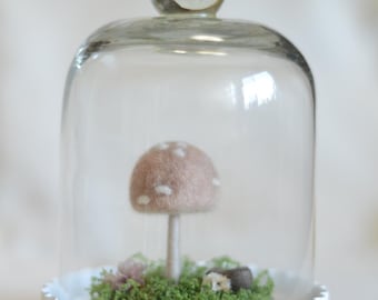 Roseblush Toadstool collection #5 ** handmade OOAK art decor ** Needle felted