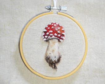 Amanita Wool Art collection  ** handmade OOAK art decor ** Needle felted