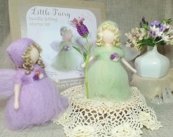 DIY Little Fairy kit - Choice of 4 colours - Complete Beginners needle felting craft kit - full colour photo instructions