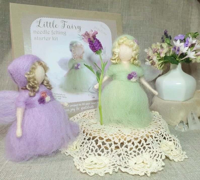 DIY Little Fairy kit Choice of 4 colours Complete Beginners needle felting craft kit full colour photo instructions Original minty