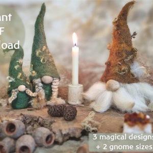 Gnomes PDF download ** Felted gnome tutorial ** Beginners Needle felting** hygge Christmas decor