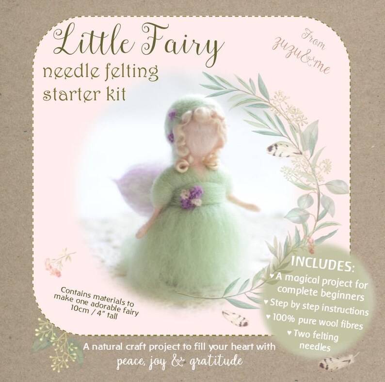 DIY Little Fairy kit Choice of 4 colours Complete Beginners needle felting craft kit full colour photo instructions image 2