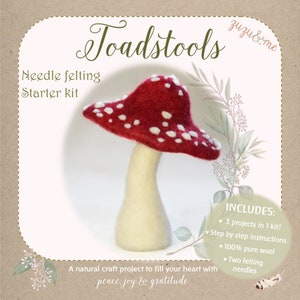 Toadstool Mushroom Needle felting DIY kit Diy Christmas decorations fairy mushroom hygge Christmas Beginners 画像 2
