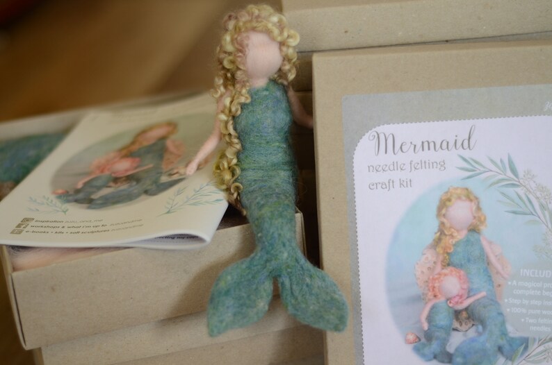 DIY Mermaid needle felting craft kit comprehensive photo tutorial and gorgeous materials image 5