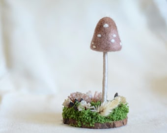 Roseblush Toadstool collection #4  ** handmade OOAK art decor ** Needle felted