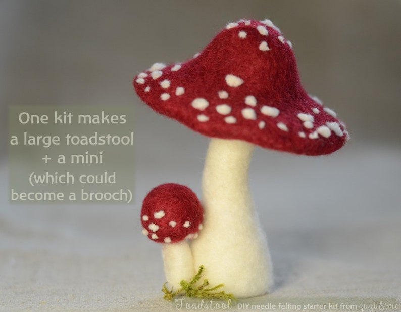 Toadstool Mushroom Needle felting DIY kit Diy Christmas decorations fairy mushroom hygge Christmas Beginners image 4