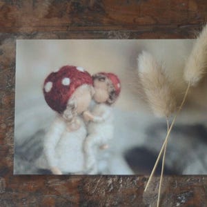 Carte-cadeau lin ** Maman et bébé ** Carte pliée Forest Folk Family ** carte de fête des mères ** cadeau d'anniversaire ** carte-cadeau - art en feutre