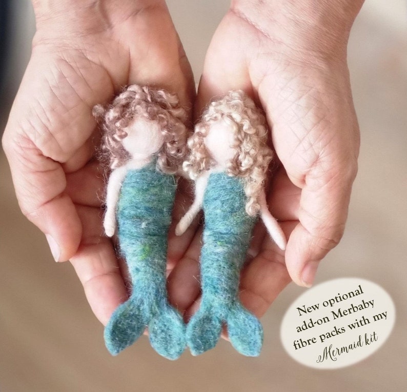 DIY Mermaid needle felting craft kit comprehensive photo tutorial and gorgeous materials image 2