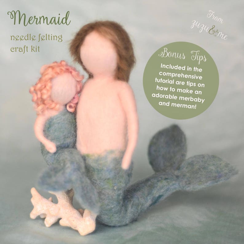 DIY Mermaid needle felting craft kit comprehensive photo tutorial and gorgeous materials image 7