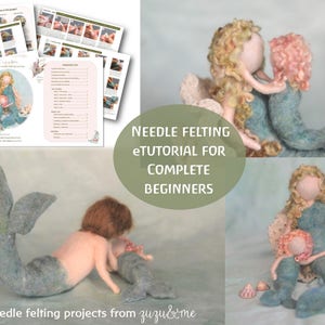 Needle Felted Mermaid eTutorial pattern and bonus FREE seaweed pattern DOWNLOADABLE PDF image 1