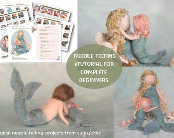 Needle Felted Mermaid eTutorial pattern and bonus FREE seaweed pattern DOWNLOADABLE PDF