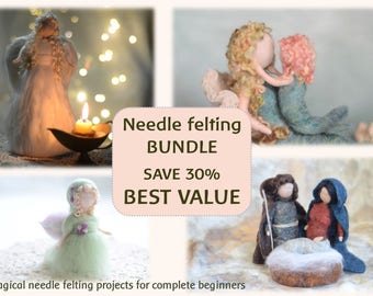 Needle felting eTutorial BUNDLE ** BEST VALUE**30 percent off**Waldorf Inspired ** Christmas craft**Felt mermaid and fairy