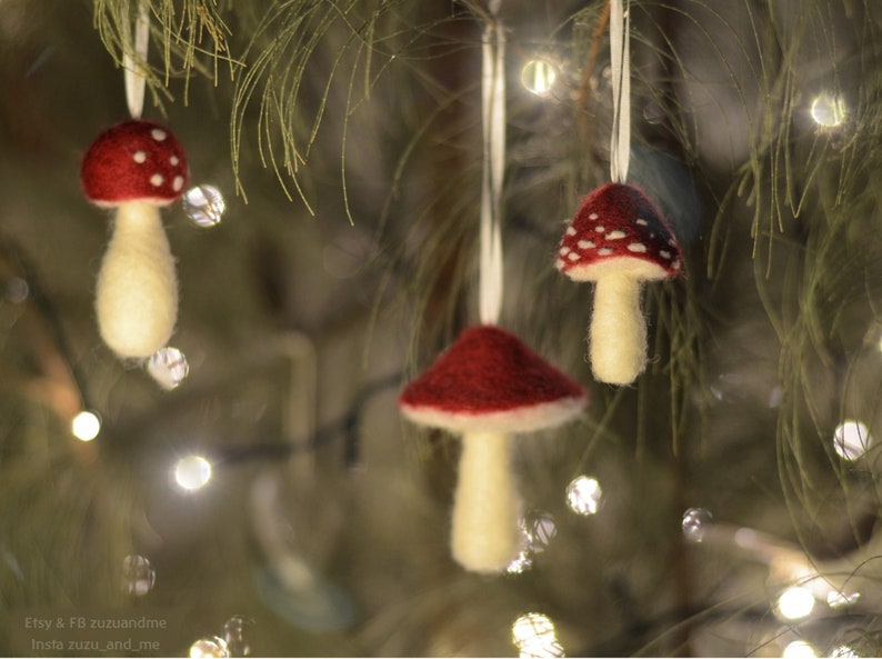 Toadstool Mushroom Needle felting DIY kit Diy Christmas decorations fairy mushroom hygge Christmas Beginners image 3