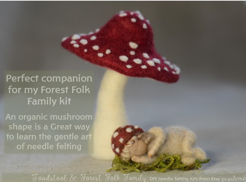 Toadstool Mushroom Needle felting DIY kit Diy Christmas decorations fairy mushroom hygge Christmas Beginners image 7