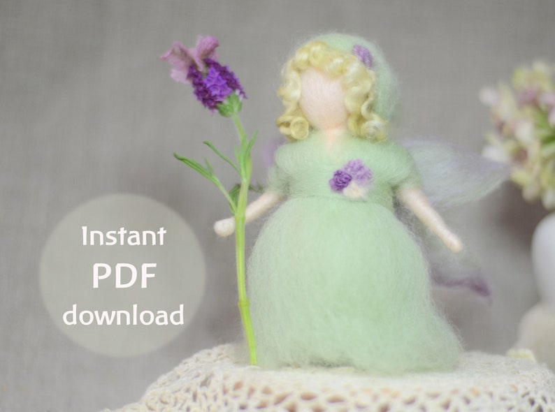 Fairy PDF download needle felting fairy pattern for complete BEGINNERS Waldorf-inspired doll pattern image 1