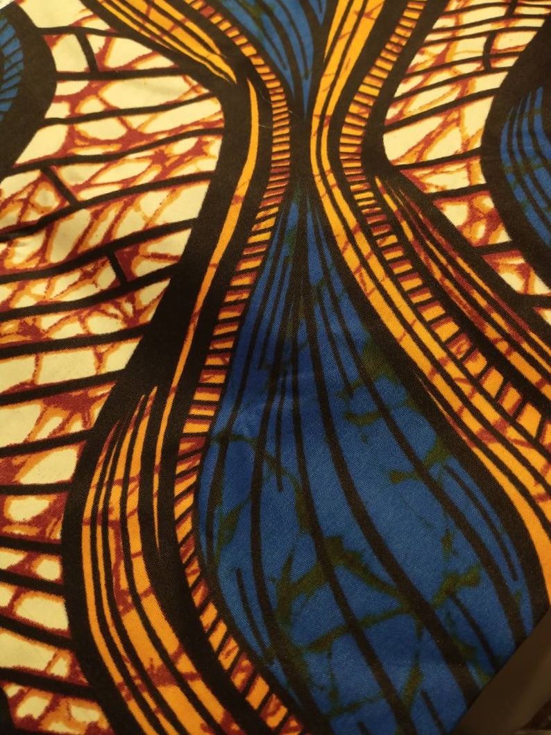 Fabric selection for CULTURED KENTE™   Wedding Jumping Broom by African American Bridal | for Jumping the Broom Ceremony | royal blue and gold fabric shown, Several Ethnic Fabics available Blue & Gold Wedding Broom 🧹