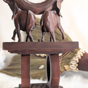 “Wedding broom display stand by African American Bridal with African-inspired elephant design for presenting or displaying a Jumping the Broom wedding broom