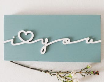 Quadro "I love you" in legno