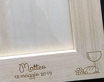 Cornici prima comunione e cresima, in legno, personalizzate con incisione al laser