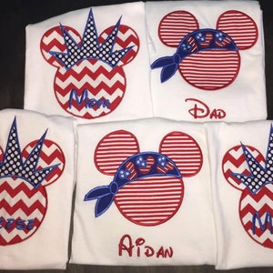 Fourth of July Disney shirt, 4th of July embroidered shirts, Disney vacation mouse ear shirts, Family Vacation Shirts, Disney Family Shirts