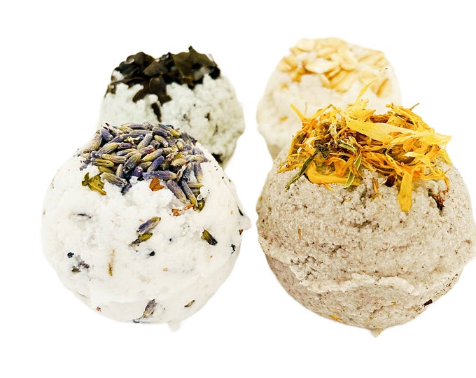 Organic Bath Bomb Gift Pack, 4 Bath Bombs, Natural Bath Bombs