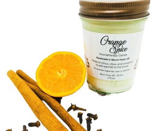 Orange Spice Handmade Soy Candle, Organic Candles, Natural Candles