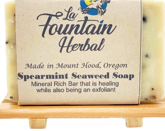 Spearmint Seaweed Soap, Handmade Soap, Natural Soap, Vegan Soap, Cold Process Soap