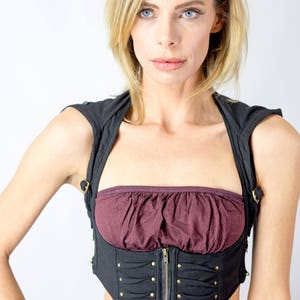 Women's Huntress Hood | Organic Cotton | Burning Man Vest | Belly dance top | Costume top | Festival vest | Hooded vest | image 3