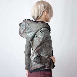 Women&#39;s Victory +++ Python edition Leather hooded Jacket | burning man leather jacket | burner leather jacket | sleeveless|