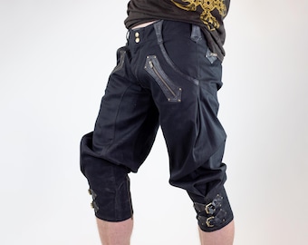Men's Rackam Long Shorts Stretch Denim Leather- Burning Man