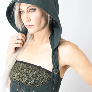 Women's Huntress Hood | Organic Cotton | Burning Man Vest | Belly dance top | Costume top | Festival vest | Hooded vest | image 5