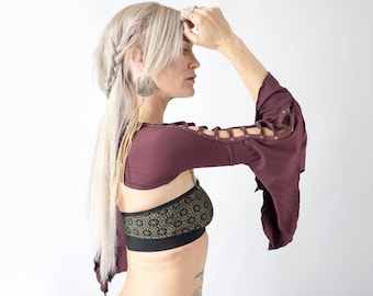 Flare Sleeve Twist Women's Long Sleeve Shrug Eco-Modal Organic Cotton Lycra Black Cream Teal Wine S-XL