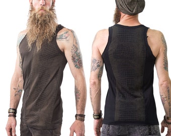 Croc Tank Top | organic tank top | burning man| handmade| festival clothing| mens streetwear