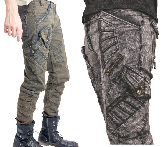 Men's Chisel Organic Stretch Denim/leather Pants Burner Pants Men's Burning  Man Pants Post Apocalyptic Pants Biker Pants Festival -  Canada