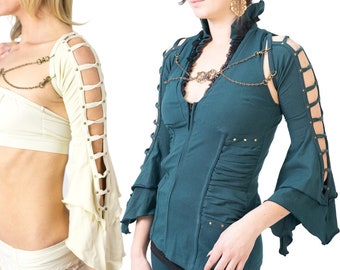 Womens Flare long Sleeve Twist  shrug- organic| Eco-Modal | victorian| handmade| festival| costume|