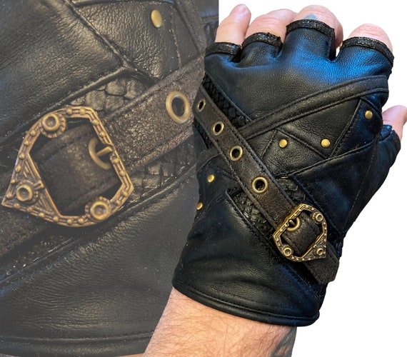 Fingerless Black Leather Gloves - Shop Now! –