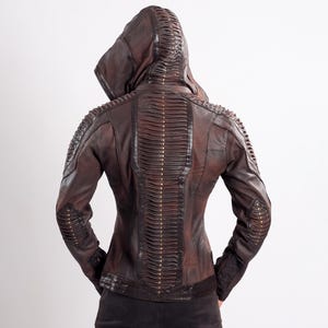 Masculine Singularity Leather Jacket |removable hood |festival wear| biker| motorcycle| burning man| festival jacket