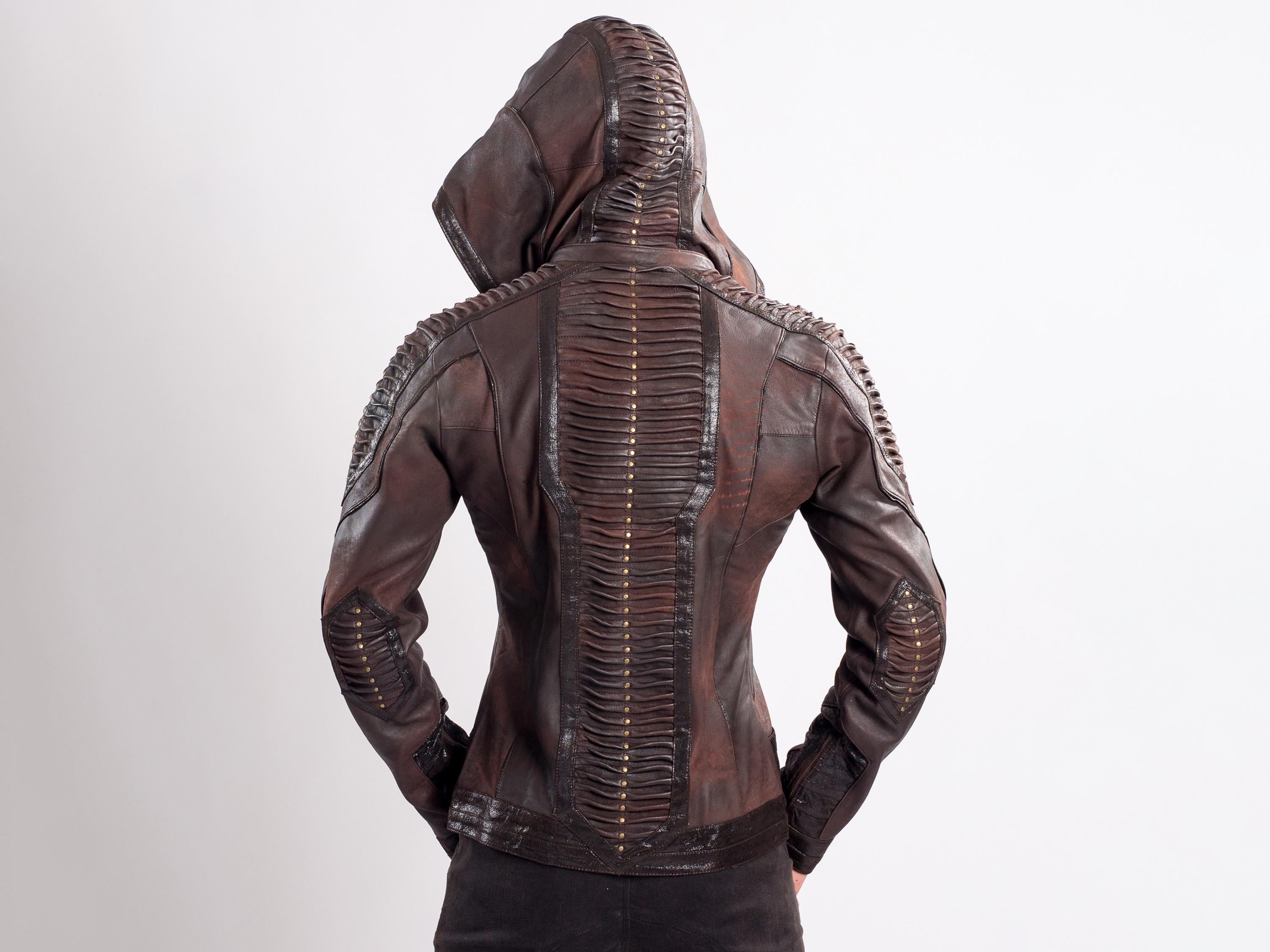 Masculine Singularity Leather Jacket |removable Hood