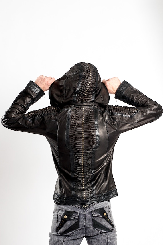 womens leather jacket with removable hood