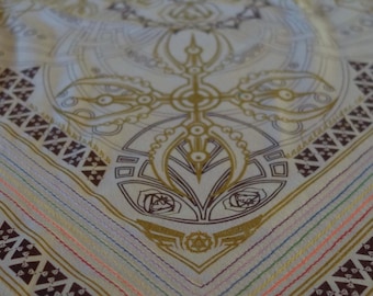 Hella Sacred™ Third Eye Vajra Bandanna 100% Cotton Handmade Hand Stitched Screen Printed Black Silver Gold Cream Brown Teal Purple Pink Blue