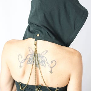 Women's Huntress Hood | Organic Cotton | Burning Man Vest | Belly dance top | Costume top | Festival vest | Hooded vest | image 6