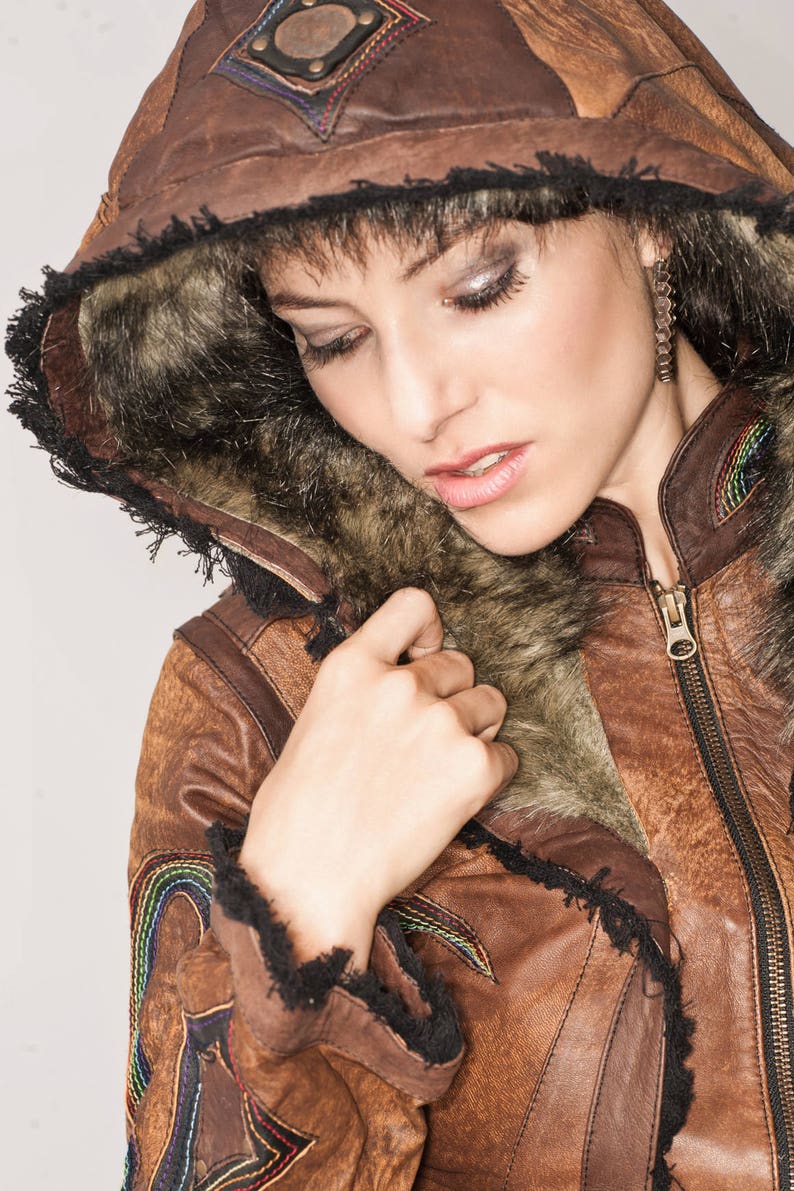 Women's Rainbow Leather Serpent Vest Jacket Versatile Etsy