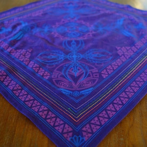 Hella Sacred™ Third Eye Vajra Bandanna, handmade, hand stitched, festival wear, purple, silver, gold