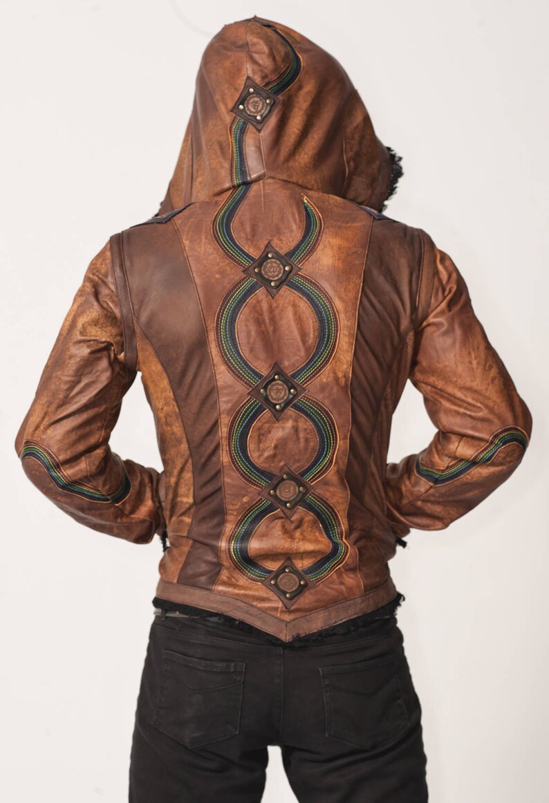 Men's Rainbow Leather Serpent Vest Jacket Versatile Etsy