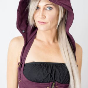 Women's Huntress Hood | Organic Cotton | Burning Man Vest | Belly dance top | Costume top | Festival vest | Hooded vest | image 9
